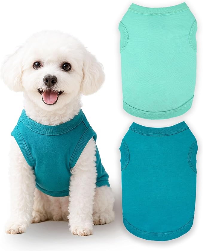 2 Pieces Chihuahua Clothes Dog Clothes for Small Dogs Girl Boy Spring Summer Puppy Soft Dog Shirt Solid Color Pet Clothing Cute Cat Cloth XXS~M (X-Small)