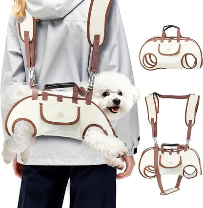 Hands Free Dog Backpack Carrier for Small Dogs, Yorkie Shoulder Carrier Sling Backpack Carriers Dog Lift Harness Portable Breathable Pet Carrier Backpack for Small Puppies (L, 14.3-19.8lbs)