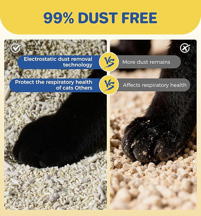 ABCPET Cat Litter Clumping, 18lb Cassava Mixed Litter with Deodorizer Odor Control, Sodium-Based Litter Unscented, Low Tracking(18lb x 1 Pack)
