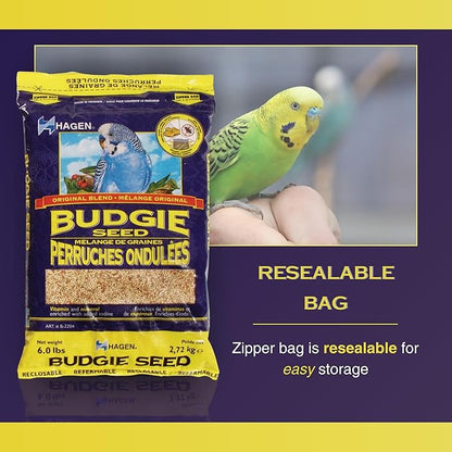Hagen Parakeet/Budgie Staple White Millet Bird Seed Seed – Premium Blend, Nutritionally Balanced, Fortified with Vitamins & Minerals, Dust-Free Mix for Budgies, 25 lb Bag