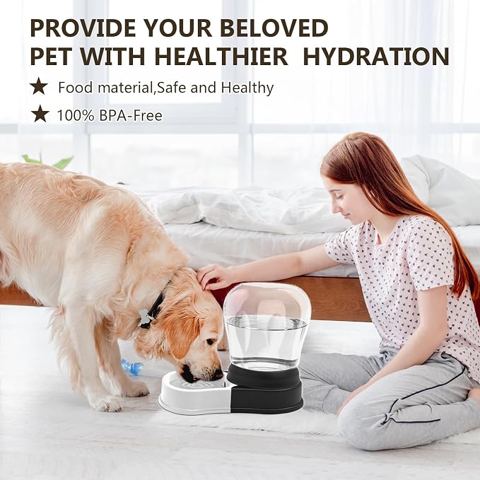 4 Liters Automatic Gravity Dog Water Dispenser, BPA-Free | Gravity Pet Water Bowl, No-Spill Cat Feeder for Large Dogs, BPA-Free & Easy Clean, Less Refills for Work Travel