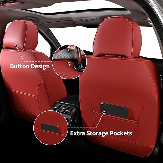 FLORICH Front Car Seat Cover Universal Fit for Most Cars, Red Seat Cover Waterproof Protector, Airbag Compatible, Universal Fit for SUVs, Vans, Trucks,Red&Black