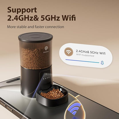 PETULTRA Automatic Cat Feeder with Camera: 5G WiFi Auto Pet Feeder Precise Timed Feeding with HD Video & 2-Way Audio, Food Dispenser with Desiccant Bag to Keep Kibble Fresh, Easy Setup for Indoor Cats
