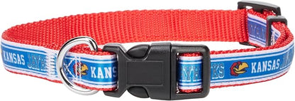Pets First Collegiate PET Collar New Version Kansas Jayhawks Dog Collar, Size Medium. Best Sports Team Color for Dogs & Cats. A Shiny & Colorful Dog & Cat Collar Licensed by The NCAA