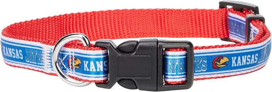 Pets First Collegiate PET Collar New Version Kansas Jayhawks Dog Collar, Size Medium. Best Sports Team Color for Dogs & Cats. A Shiny & Colorful Dog & Cat Collar Licensed by The NCAA