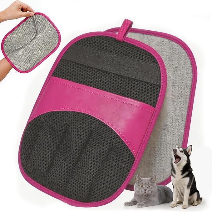 Thickened Pet Hair Removal Glove，Newly Upgraded Reusable Electrostatic Cat Dog Hair Remover Glove, Magic Brush Tool for Couch, Carpet, and Car Seat (Purple)