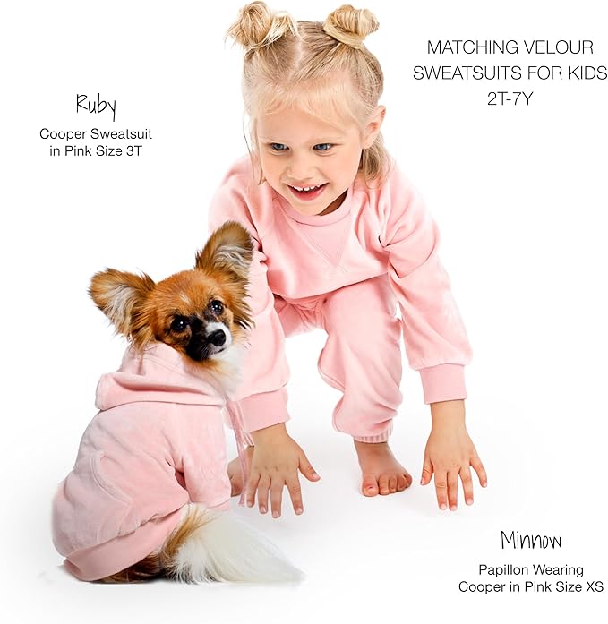 Pet Passion Cooper II Organic Cotton Velour Dog Hoodie Pet Coat for Small, Medium and Large Dogs, Pink, XX-Large (70-110 lbs)