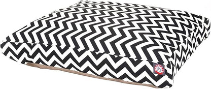 Majestic Pet Chevron Rectangle Dog Bed Washable – Non Slip Comfy Pet Bed – Crate Bed with Removable Washable Cover – Kennel Bed for Sleeping, Polyester Fiber, Large, Black