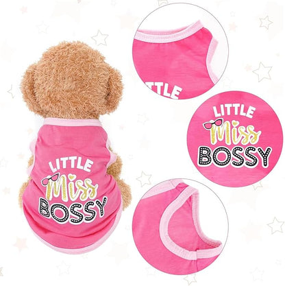 Pistha 4 Pack Dog Shirts Summer Printed Puppy Clothes Cute Sleeveless Pet T Shirts Dog Clothes for Small Medium Dogs Cats Girl(XL)