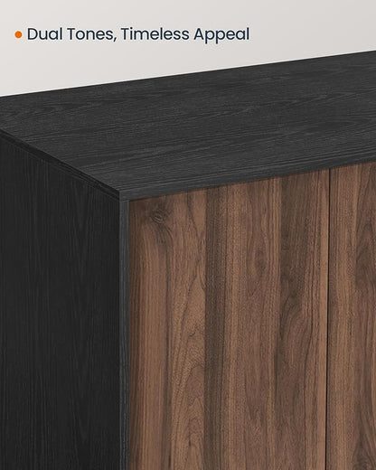 SONGMICS HOME Cat Litter Box Enclosure, Superfast Toolless Assembly, Litter Box Furniture for Large Cats, Display Side Table, Push-to-Open Doors, Ebony Black and Somber Walnut UPCL013BE01S