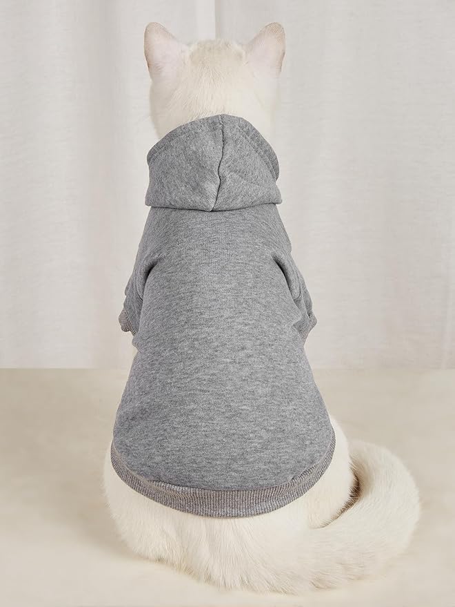 QWINEE Basic Dog Hoodie Sweatshirt Puppy Sweater Warm Cat Costumes Pet Clothes for Chihuahua Puppy Kitten Small Medium Dogs Grey and Cadet Blue X-Large