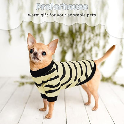 Dog Striped T-Shirts for Small Dogs Cats, Dog Vest Pet Apparel Tee Shirts Spring Summer Suitable for Small and Medium Large Pets French Bulldog Bichon, Beige