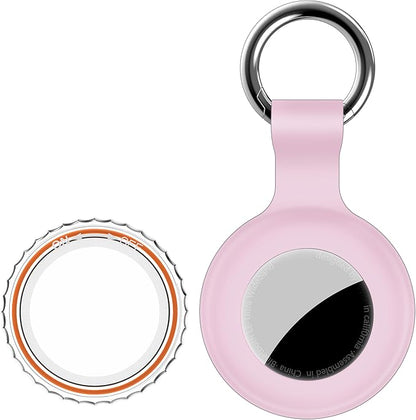 1|2|4Pack for Apple AirTag Holder,for Air Tag 2nd &1st Genaretion,Waterproof GPS Tracker Air Tag Keychain with Cover Anti-Scratch Silicone for Air-Tag Case for Pets,Kids,Bags,Luggages-Pink