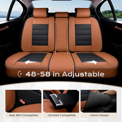 Coverado Car Seat Covers Full Set, Seat Covers for Cars, Front Seat Covers and Back Seat Cover Waterproof Leather Automotive Seat Cover, Universal Car Interior Protectors Cushion for Most Cars