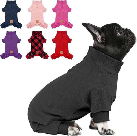 cyeollo XS Dog Pajamas, Fleece Dog Pjs Thermal Doggie Onesie Soft Stretchy Doggie Sweater Pet Jammies Clothes for Puppy Dogs Female & Male, Dark Grey XS