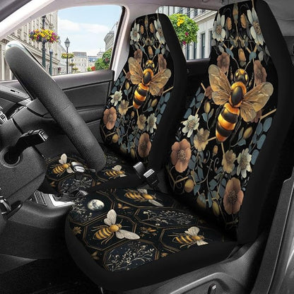 GENANY Honey Bee Car Seat Covers Set of 2, Breathable Front Seat Covers for Truck Sedan SUV, Bumblebee Car Accessories, Bee Gift for Women Men