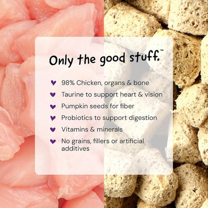 Stella & Chewy's Freeze-Dried Raw Cat Dinner Morsels - Premium Chicken Recipe with 98% Cage-Free Meat & Organs - Natural Grain-Free Cat & Kitten Food - Made in USA - 8 oz