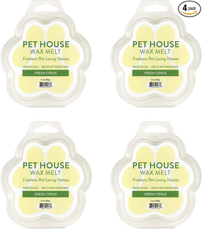 Pet House Fresh Citrus Wax Melts - Long-Lasting Scented Wax Melts Plant Based, Pet Friendly Pack of 4