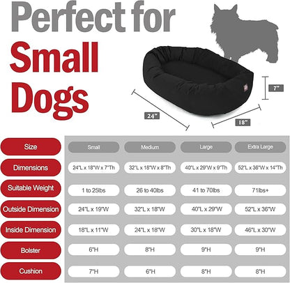 Majestic Pet 24 Inch Suede Calming Dog Bed Washable – Cozy Soft Round Dog Bed with Spine Support for Dogs to Rest Their Head - Fluffy Donut Dog Bed 24x19x7 (Inch) - Round Pet Bed Small – Black (2025)