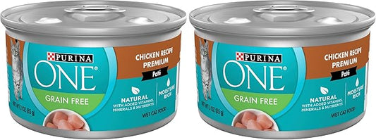 Purina ONE Natural, Grain Free Wet Cat Food Pate, Chicken Recipe - (Pack of 48) 3 oz. Pull-Top Cans