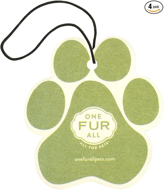 Pet House Car Air Freshener by One Fur All, Pack of 4 – Fresh Citrus - Non-Toxic Auto Air Freshener, Pet Odor Eliminating Air Freshener for Car, Ideal for Small Spaces, Dye Free Dog Car Air Freshener