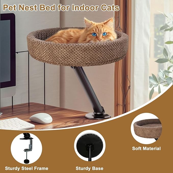 Simcat Modern Desk Cat Bed, Pet Cat Bed for Table Supports Up to 40 lbs, Removable Study Office Game Tables Indoor Cats Desk Beds