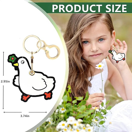 Leather Airtag Keychain Case Holder,Cute Protective Apple Air Tag Cover with Key Ring,Anti-Scratch Hidden Finder GPS Tracker Case for Wallet Keys,Bag,Pets,Backpack(Duckling)