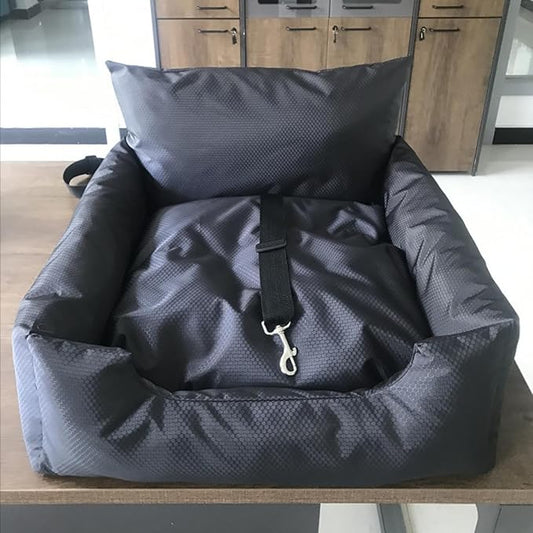 Dog Bed, Removable and Washable car Litter pet cat and Dog car Sofa Litter Suitable for Travelling. (Dark Grey (Football Print Removable and Washable))