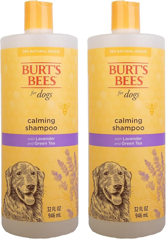 Burt's Bees for Pets Calming Dog Shampoo with Lavender and Green Tea, 95% Natural Origin Formulas, Calming Lavender Dog Shampoo for Dogs, 32 oz - 2 Pack