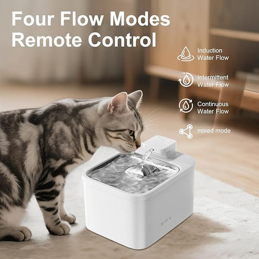 WiFi Cat Water Fountain with App Control 4L/135oz Cordless Stainless Steel Pet Fountain with 3 Washable Filters, 4 Modes & Motion Sensor, Ultra-Quiet BPA-Free Indoor Dog and Cat Dispenser