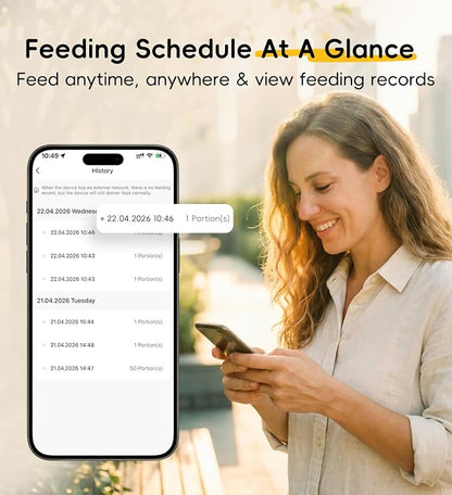 7L Automatic Cat Feeder 2 Cats, 5G WiFi Dog Food Dispenser with APP Control | APP Control, Dual Power Supply, Up to 12 Meals Per Day, 10s Voice Recorder, 2 Stainless Steel Bowls