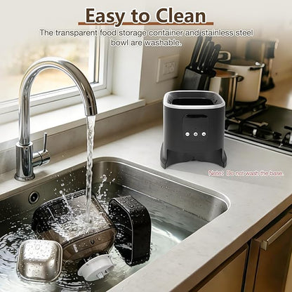 Automatic Cat Feeder, WiFi Cat Feeder Automatic with App Control for Remote Feeding, 5L Anti-Jamming Automatic Feeder Cat Dry Food, Dual Power Supply with Desiccant Bag Indoor