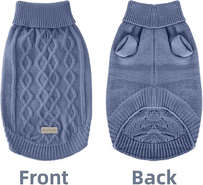 Small Dog Warm Winter Sweater, Comfortable Dog Clothes Puppy Knitwear for Small Medium Large Breeds Dog Outfits, (Dark Blue L)