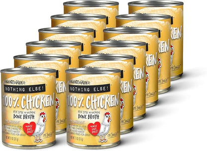 Evanger's Against The Grain Nothing Else! 100% Chicken Dog Food – 12 Count, 11 oz Each – Single-Ingredient Loaf Texture in Natural Bone Broth – Wet Dog Food – Grain & Gluten Free