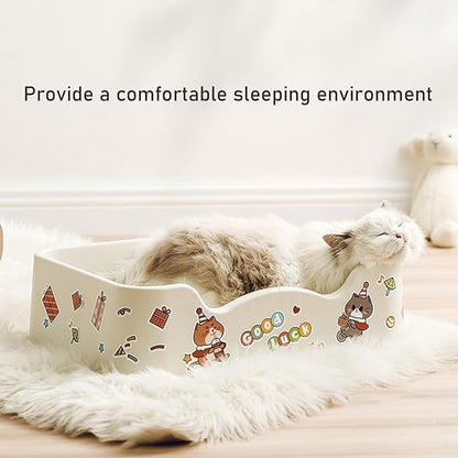 Plastic Cat Bed 100% Recycled Plastic - Cat Bed Durable Washable Breathable & Antislip Easy to Clean Great for Small -Purple