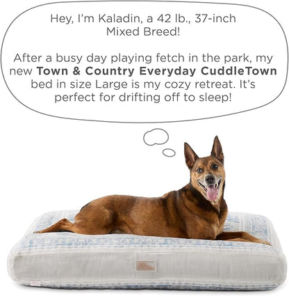 Town & Country Everyday CuddleTown Medallion Everwash® Pillow Pet Bed, Water Repellent Floor Pillow, Machine Washable Cover, Soft & Calming, Blue/Greige, Large 44"x34"x4"