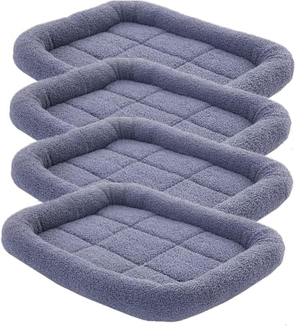 SHENGOCASE 4-Pack 10.6" L x 17" W Rectangular Teddy Fleece Cat Bed Cushion with Bolster for Cat and Small Dog, Anti-Skip Bottom, Machine Washable