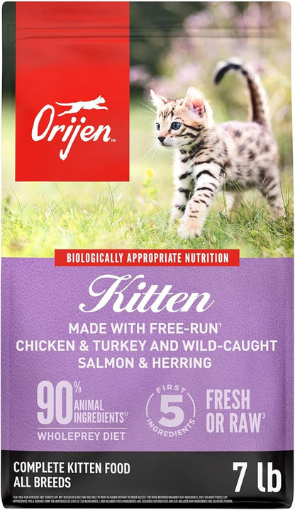 ORIJEN Grain Free High Protein Premium Dry Cat Food Kitten Recipe 7lb Bag