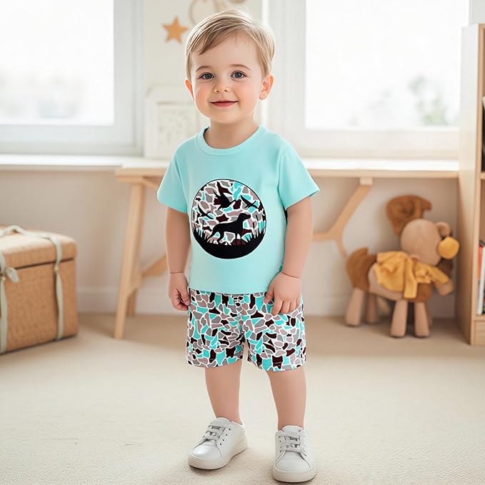 Toddler Baby Boy Clothes 6 12 18 24 Months Summer Outfit Short Sleeve T-Shirt Tops Camo Shorts Set 2T 3T 4T