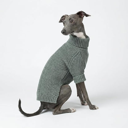 Fitwarm Dog Turtleneck Sweater, Thermal Knitted Pet Coat, Dog Winter Clothes for Small Dogs, Cat Apparel, Heather Grey, Large