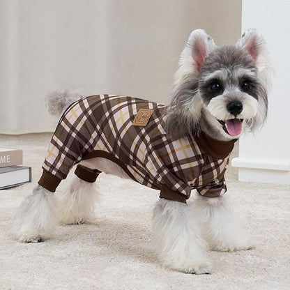 XPUDAC 4 Pack Dog Pajamas Plaid Dog Clothes for Small Medium Dogs Girl Boy Comfy Puppy Onesie Pet Christmas Outfit Cat Pjs Jammies, 2XL