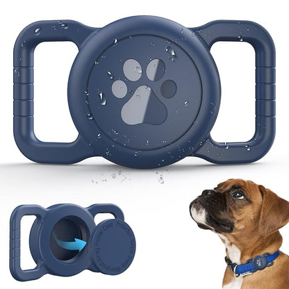Waterproof Airtag Dog Collar Holder, Full Covered Silicone Case, Navy Blue | Fits most collars | Soft durable silicone | Full waterproof seal | Secure anti-loss design | Signal-friendly, lightweight