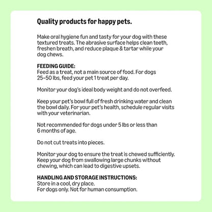 Amazon Basics Dental Dog Treats to Help Clean Teeth & Freshen Breath for Medium Dogs, Unflavored, Per Pack: 36 Count, 2.25 pounds (Previously Wag)