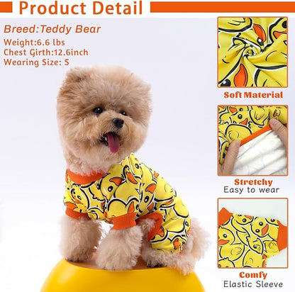 XPUDAC 4 Pack Dog Pajamas Soft Strechy Duck Pink Print Dog Clothes for Small Medium Dogs Girl Boy Cat Apparel, XL