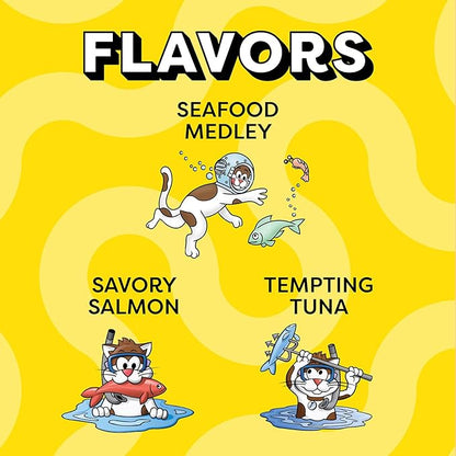 Temptations Cat Treats Classic Crunchy and Soft Seafood Lovers Variety Pack, 3 oz. Pouches (Pack of 6)