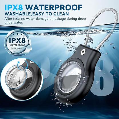 Waterproof Airtag Holder,4 Pack Airtag Case with Secure Lock,Airtags Keychain for Apple Airtag,Anti-Lost Protective Case Air tag Accessories for GPS Tracker Luggage,Bag,Key,Pet-Black/Black/Blue/Blue