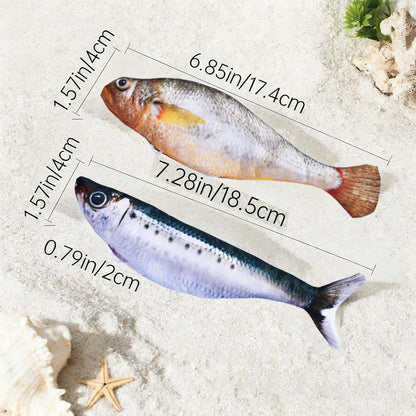 Realistic Floppy Fish Cat Toy with Catnip Toys for Cats Interactive Cat Toys for All Breeds Tap-Activated 3 Flapping Mode Sardine/Yellow Croaker,7.1 Inches,with Catnip,Rechargeable