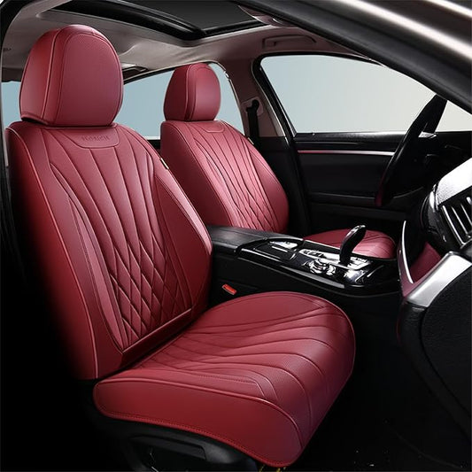 FLORICH Car Seat Covers Full Set, Luxury Seat Covers with 5 Seats, Waterproof Seat Protector Car Accessories Fit for Most Sedans SUV Pick-up Truck - Red