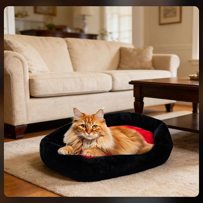 Gothic Cat Beds Fits up to 25 lbs, Washable Coffin Cat Bed, Goth Pet Bed, Halloween House 32 * 22 Inch, Red & Black Small (Black, Large)