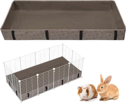 Funfurry Waterproof Guinea Pig Cage Liner,Washable Tarp Bottom Base,Cage Liners for Small Animals,Hamster Chinchilla Hedgehog Ferret Rabbit. (Tan Brown-Paw, 24" X 36")